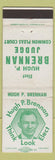 Matchbook Cover - Hugh Brennan Election Judge Common Pleas Court
