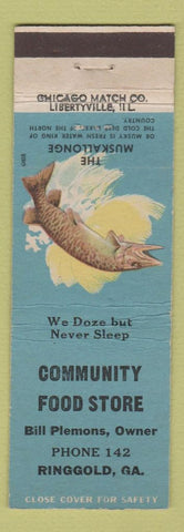 Matchbook Cover - Community Food Store Ringgold GA hillbilly Muskallonge