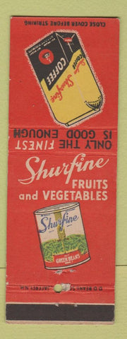 Matchbook Cover - Shurfine Foods Green Beans Coffee