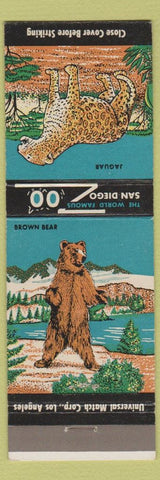 Matchbook Cover - San Diego CA Zoo Jaguar Brown Bear