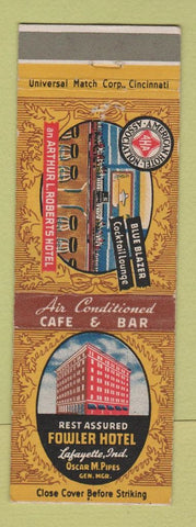 Matchbook Cover - Fowler Hotel Lafayette IN