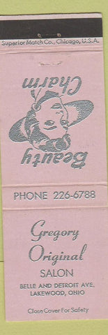 Matchbook Cover - Gregory Salon Lakewood OH girlie lavender