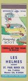 Matchbook Cover - Les Helmes Buick ST Paul MN safety