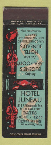 Matchbook Cover - Hotel Juneau Milwaukee WI lobster