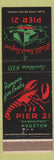 Matchbook Cover - Pier 21 Houston TX lobster