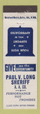 Matchbook Cover - Paul V Long Sheriff Election