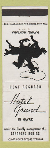 Matchbook Cover - Hotel Grand Havre MT cowboy