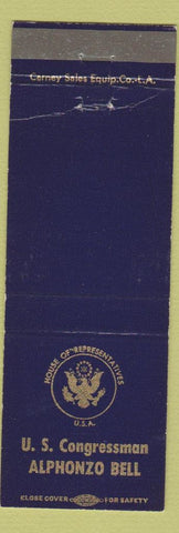 Matchbook Cover - US Congressman Alphonzo Bell CA