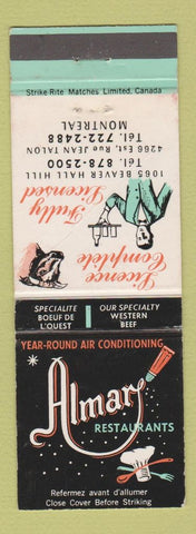 Matchbook Cover - Almar Restaurants Montreal QC WEAR