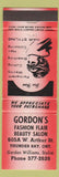Matchbook Cover - Gordon's Salon Thunder Bay ON girlie
