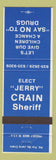 Matchbook Cover - Jerry Crain Sheriff Election