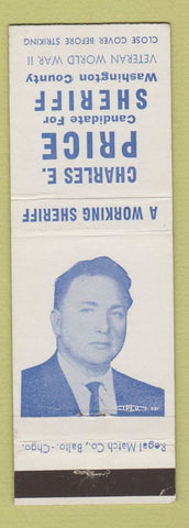Matchbook Cover - Charles E Price Sheriff Election wAshington County