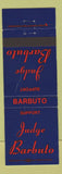 Matchbook Cover - Judge Barbuto Election
