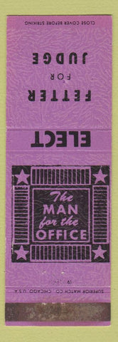 Matchbook Cover - Fetter for Judge election WORN