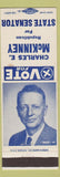 Matchbook Cover - Charles E McKinney State Senate Republican