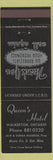 Matchbook Cover - Queen's Hotel Walkerton ON