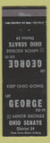Matchbook Cover - Minor George Ohio State Senate OH Cleveland
