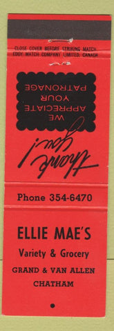 Matchbook Cover - Ellie Mae's Variety Grocery Chatham ON