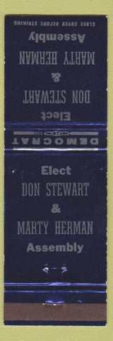 Matchbook Cover - Don Stewart Marty Herman Assembly Election NJ