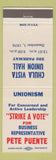 Matchbook Cover - Pete Puente Business Rep Union Chula Vista CA