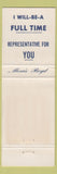 Matchbook Cover - Morris Boyd Election State Representative