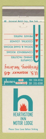 Matchbook Cover - Hearthstone Inn Motor Inn Parsippany NJ