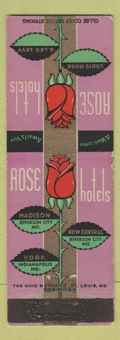 Matchbook Cover - Rose Hotels Jefferson City MO Indianapolis