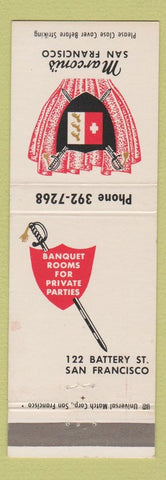 Matchbook Cover - Marconi's San Francisco CA