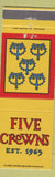 Matchbook Cover - Five Crowns Corona Del Mar CA