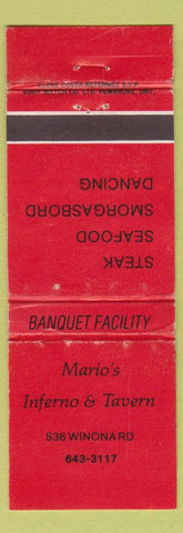 Matchbook Cover - Mario's Ingerno Tavern WORN
