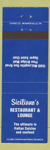 Matchbook Cover - Siciliano's Restaurant Lounge Upper Saint Clair PA