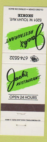 Matchbook Cover - Jack's Restaurant Skokie IL