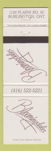 Matchbook Cover - Bloomindales Burlington ON