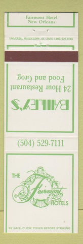 Matchbook Cover - Bailey's Restaurant Fairmont Hotel New Orleans LA