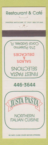 Matchbook Cover - Justa Pasta Italian Coral Gables FL