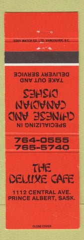 Matchbook Cover - Deluxe Cafe Prince Albert SK
