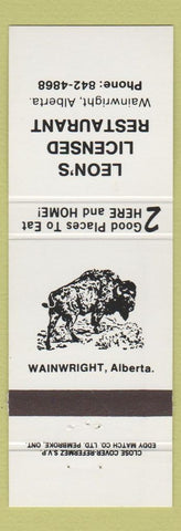Matchbook Cover - Leon's Restaurant Wainwright AB Buffalo