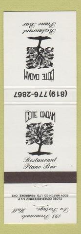 Matchbook Cover - Cote Dadam Restaurant Hull QC