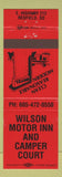 Matchbook Cover - Wilson Motor Inn Camper Court Redfield SD red