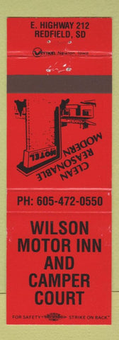 Matchbook Cover - Wilson Motor Inn Camper Court Redfield SD red