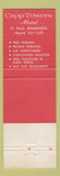 Matchbook Cover - Capp Towers Motor Hotel Minneapolis MN ST Paul