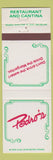 Matchbook Cover - Pedro's Cantina Restaurant Hamilton Oxford OH Richmond IN