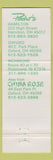 Matchbook Cover - Pedro's Cantina Restaurant Hamilton Oxford OH Richmond IN