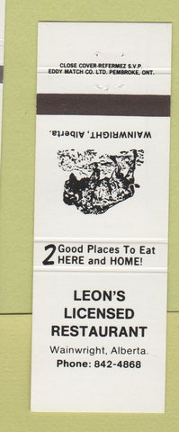 Matchbook Cover - Leon's Licensed Restaurant Wainwright AB buffalo