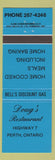 Matchbook Cover - Doug's Restaurant Perth ON Bell's oil gas