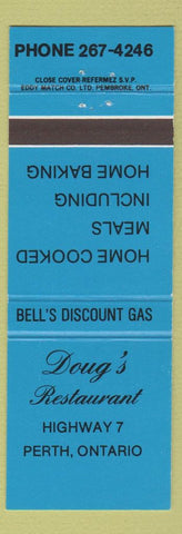 Matchbook Cover - Doug's Restaurant Perth ON Bell's oil gas