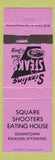 Matchbook Cover - Square Shooters Eating House Rawlins WY