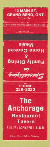 Matchbook Cover - Anchorage Restaurant Grand Bend ON WEAR