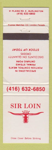 Matchbook Cover - Sir Loin Burlington ON WEAR