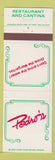 Matchbook Cover - Pedro's Cantina Restaurant Hamilton Oxford OH Richmond IN